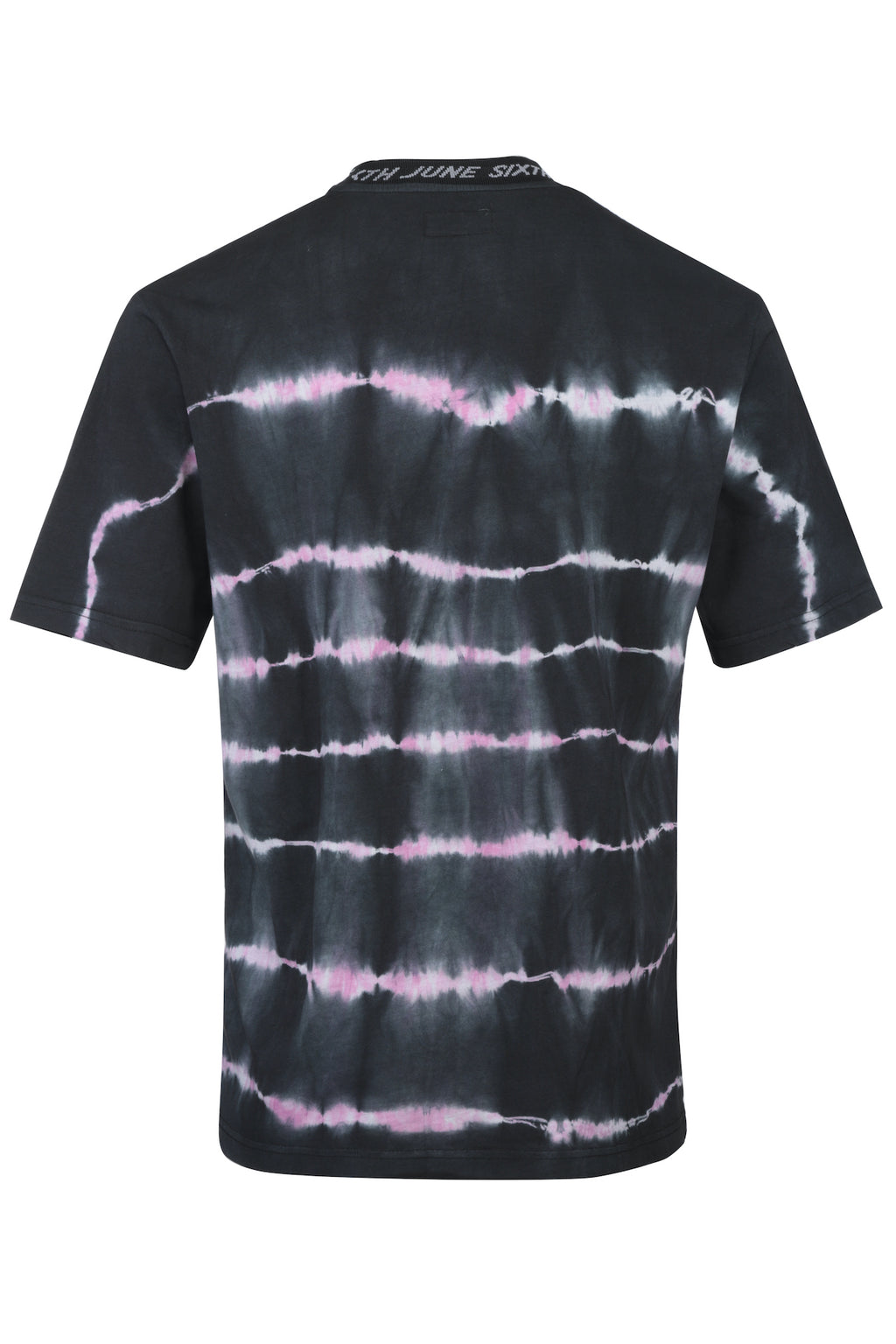 T-shirt tie and dye col côtelé noir ...